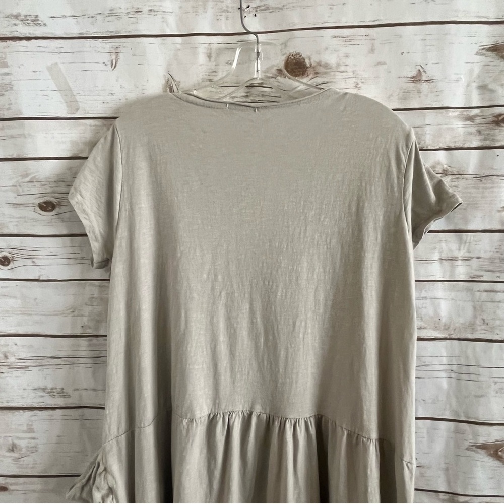 Lagenlook Beige Casual Dress with Pockets Made in Italy Medium - Picture 8 of 9